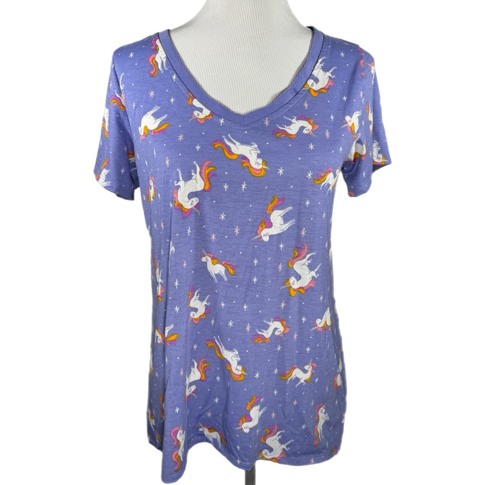 LuLaRoe Purple Unicorn Christy Tee Top T-Shirt EUC
